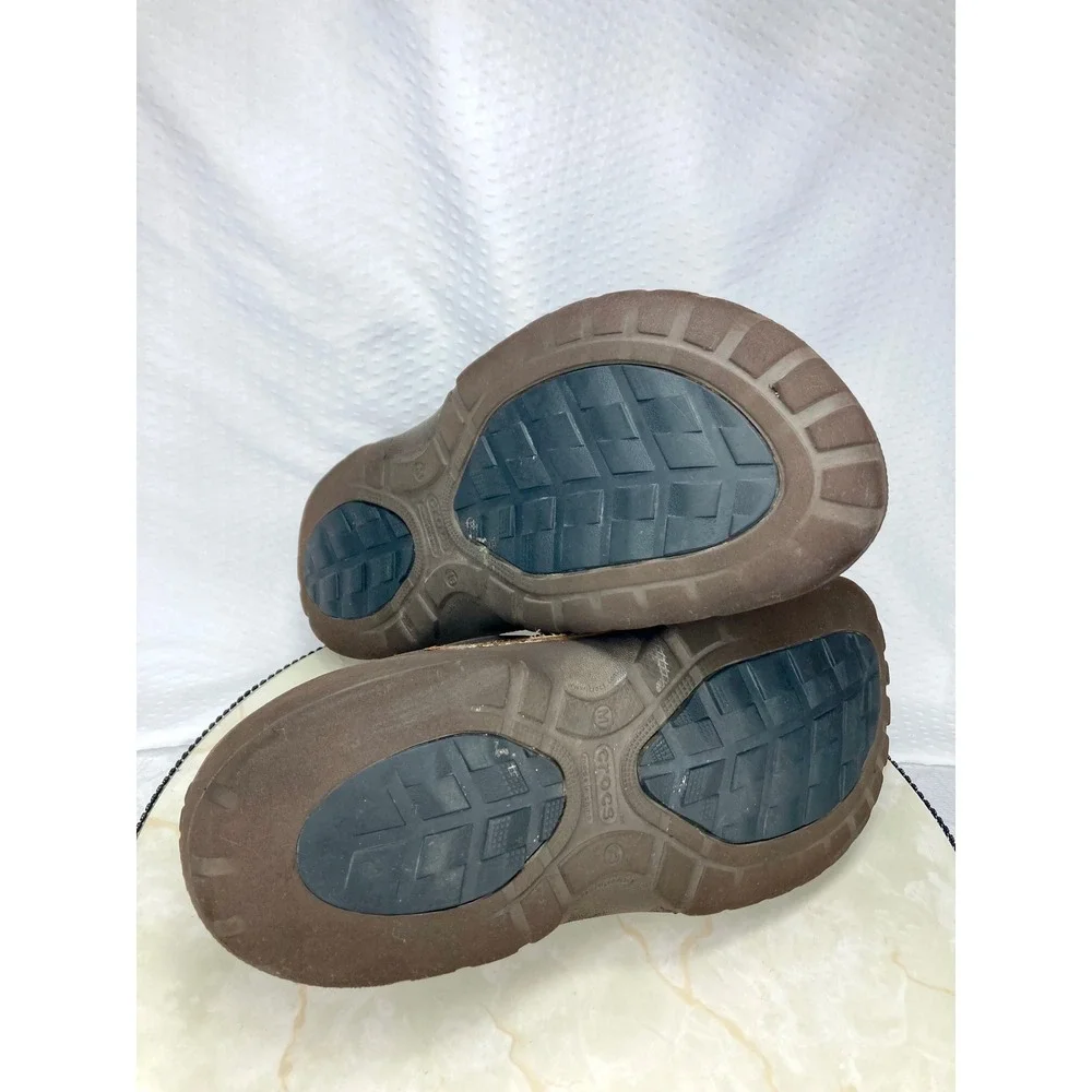 Crocs Leather Yukon Sport Clog Men 13 Brown Comfort Rugged Slip On Outdoor Mules